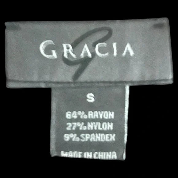 Elegant Black Gracia Top with Puffy Lace Floral Sleeves