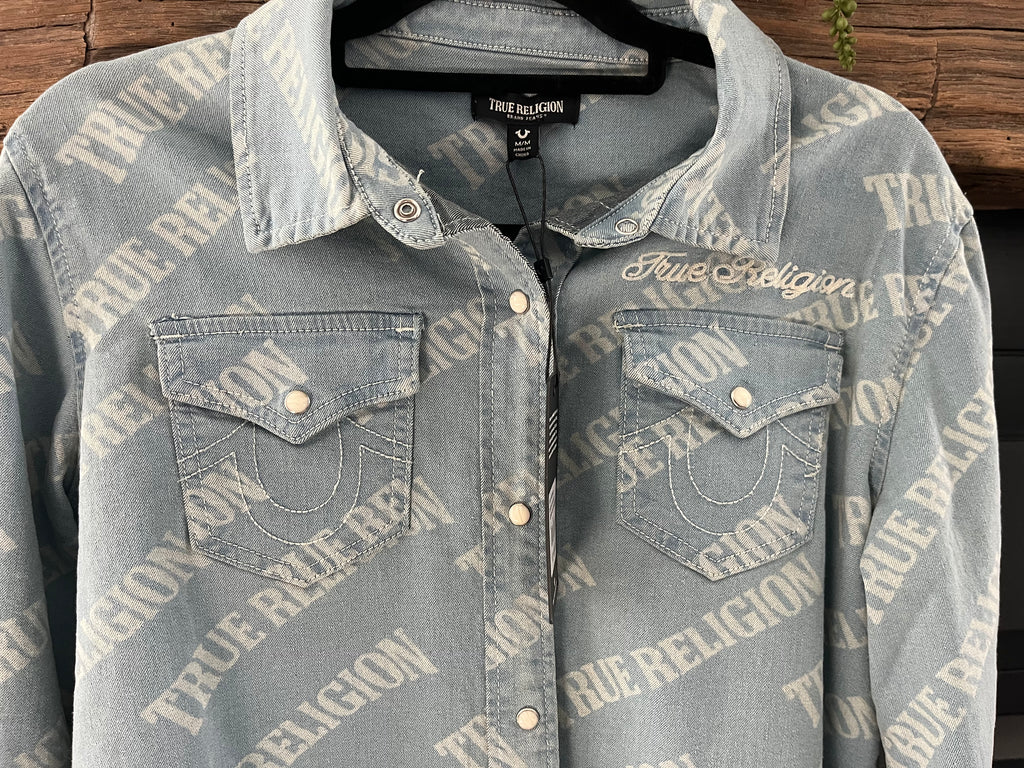 True Religion Denim Button Up Top-Size M