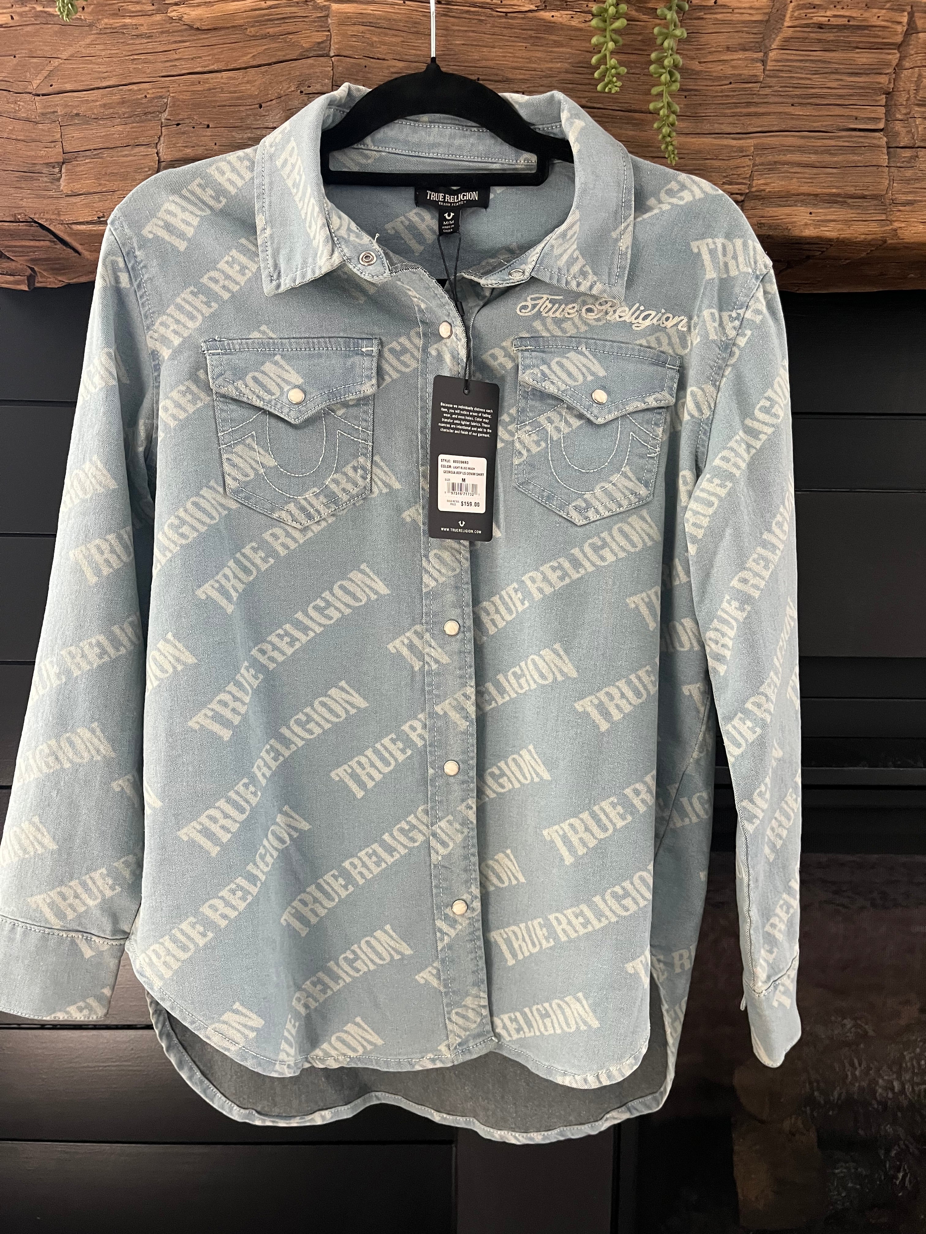 True Religion Denim Button Up Top-Size M