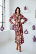 Chic Long Sleeve Dress in Purple and Gold