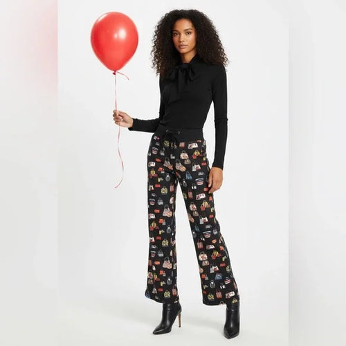 Black Jogger Pants with Purse Designs