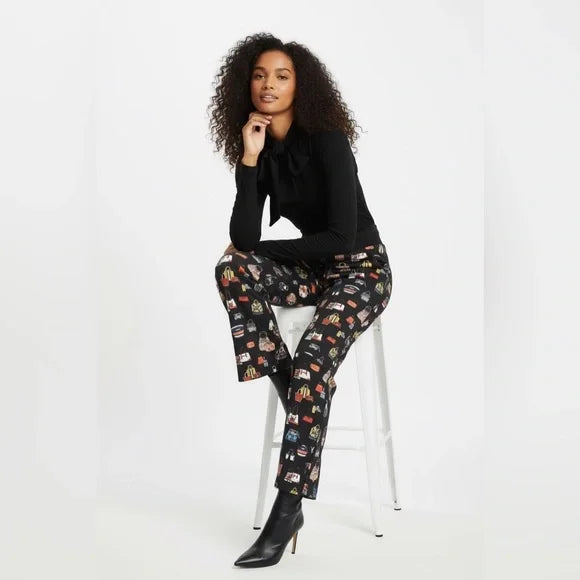 Black Jogger Pants with Purse Designs
