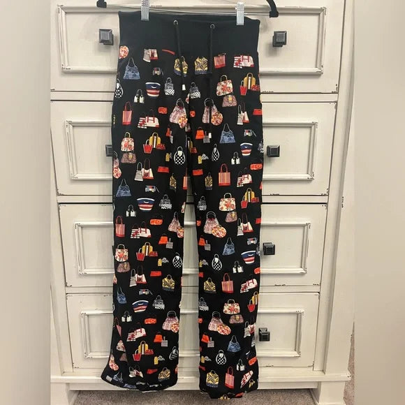 Black Jogger Pants with Purse Designs