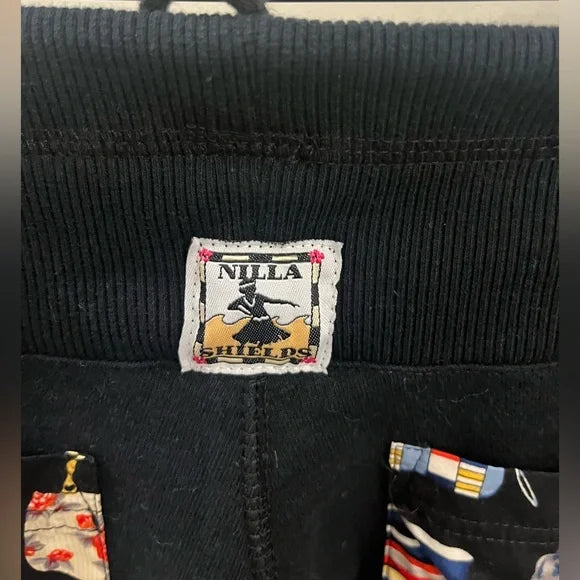 Black Jogger Pants with Purse Designs