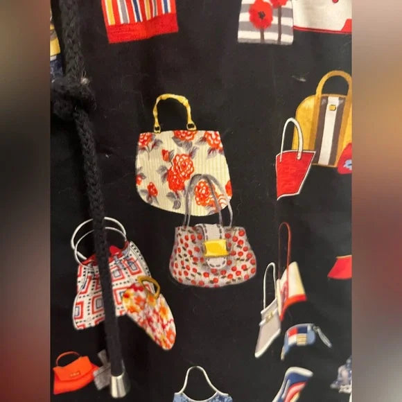 Black Jogger Pants with Purse Designs