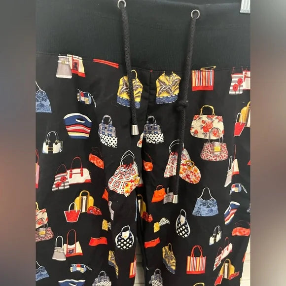 Black Jogger Pants with Purse Designs