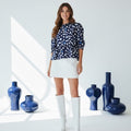 Navy Blue and White Top