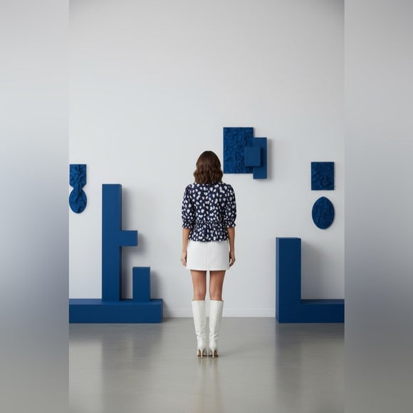 Navy Blue and White Top