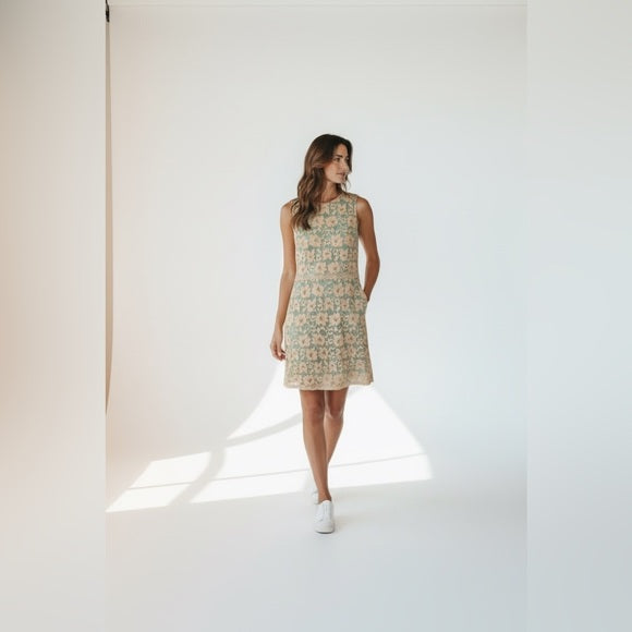 Everly Green and Pink Lace Dress