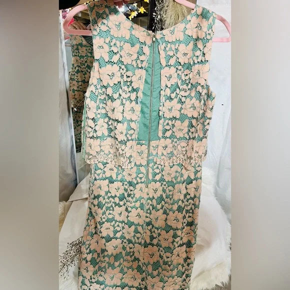 Everly Green and Pink Lace Dress