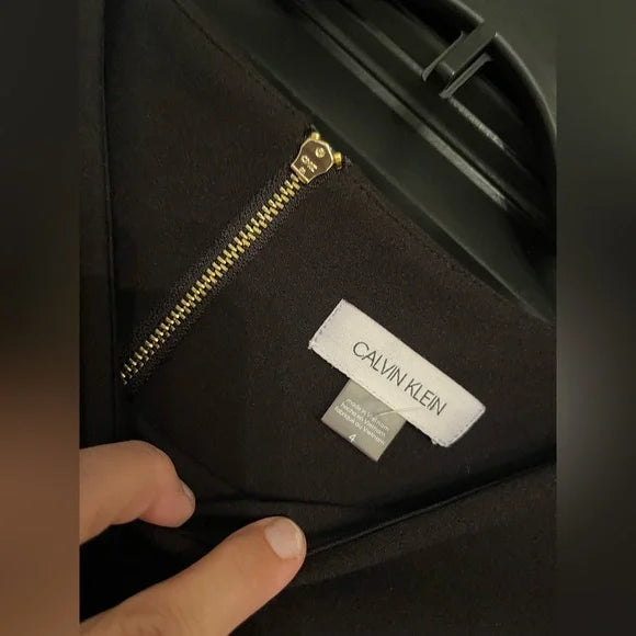 Calvin Klein Black Asymmetrical Ruffled Strapless Dress