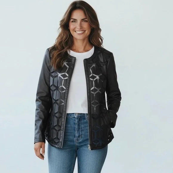 Colleen Lopez Elegant Black Zipper Jacket