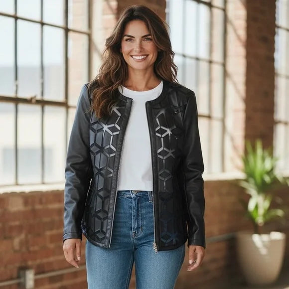 Colleen Lopez Elegant Black Zipper Jacket