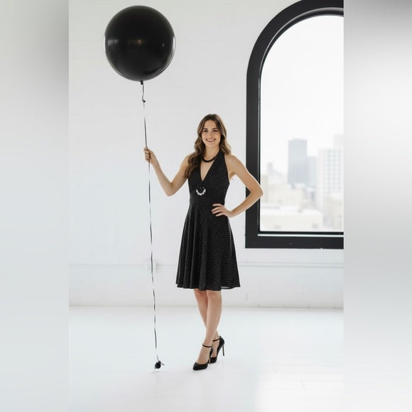 Black Plunge Neck Sleeveless Maxi Dress