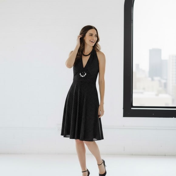 Black Plunge Neck Sleeveless Maxi Dress