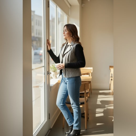 Donna Degnan Metallic Quilted Blazer with Black Sleeves