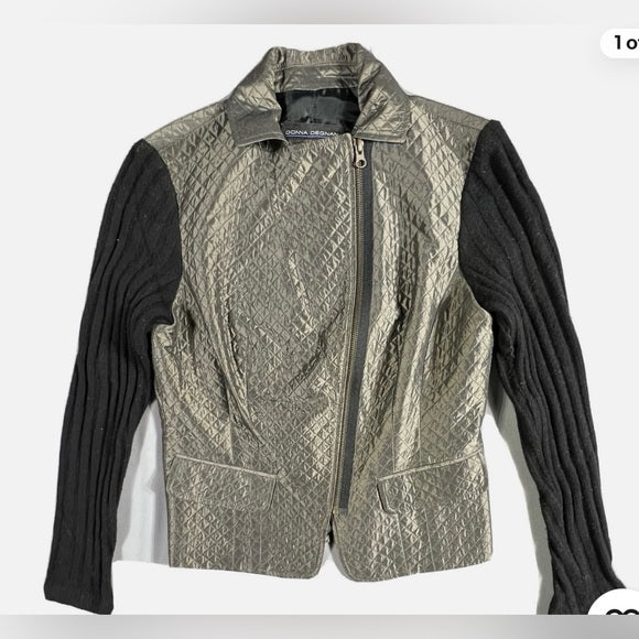 Donna Degnan Metallic Quilted Blazer with Black Sleeves