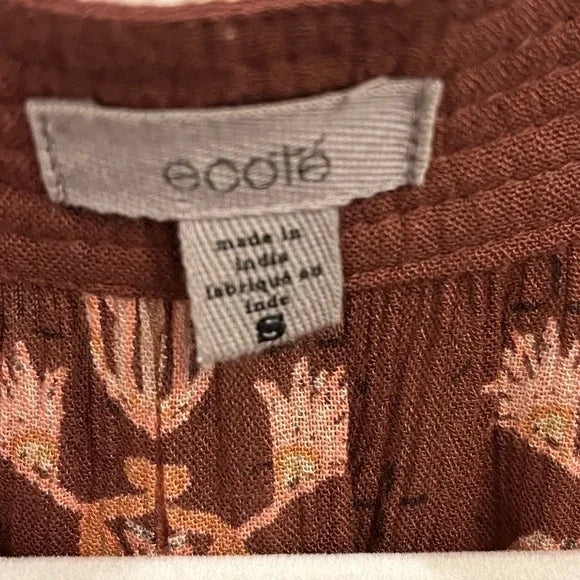 Ecote Long Sleeve Floral Dress in Brown