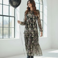 En Saison Elegant Black and Cream Floral Dress