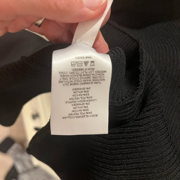 Express Classy Black Sweater Top with Ruffle Edging