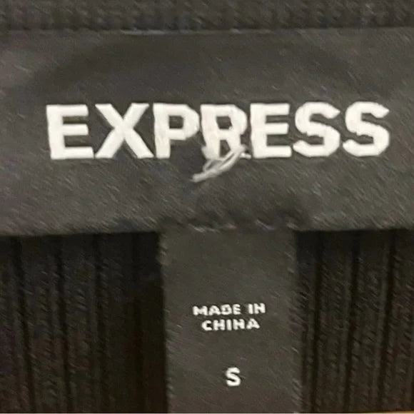 Express Classy Black Sweater Top with Ruffle Edging