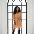 Yellow Eyelet Mini Dress with Long Sleeves