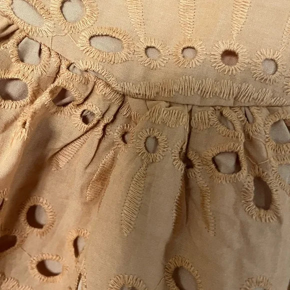 Yellow Eyelet Mini Dress with Long Sleeves