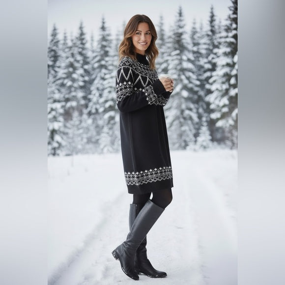 LOFT Black & White Sweater Dress