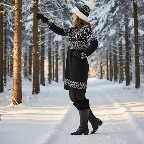 LOFT Black & White Sweater Dress