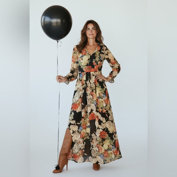 Floral Long Sleeve Maxi Dress