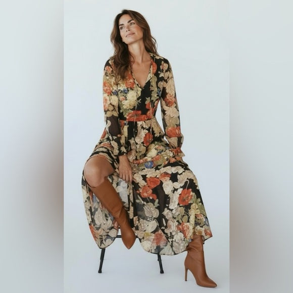 Floral Long Sleeve Maxi Dress