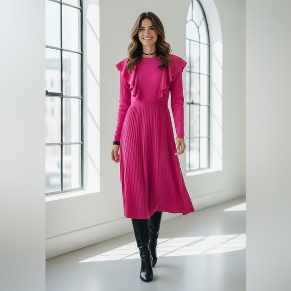 Chic Fuchsia Ruffle Dress