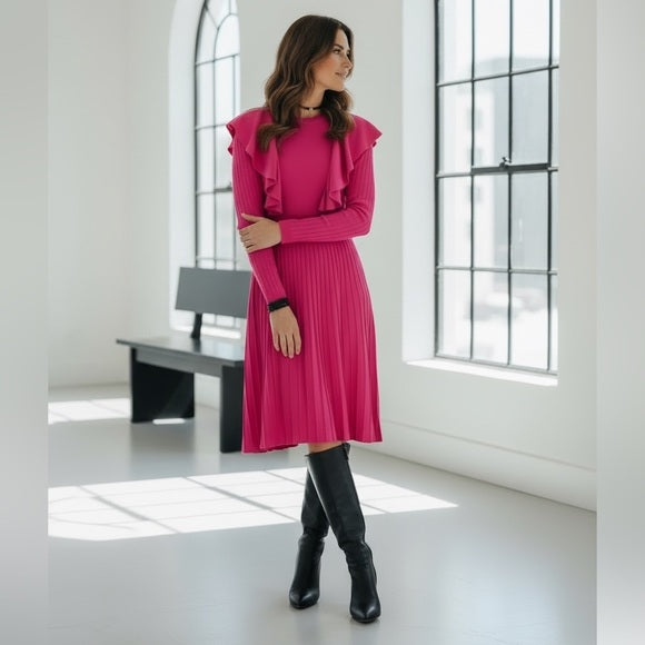Chic Fuchsia Ruffle Dress
