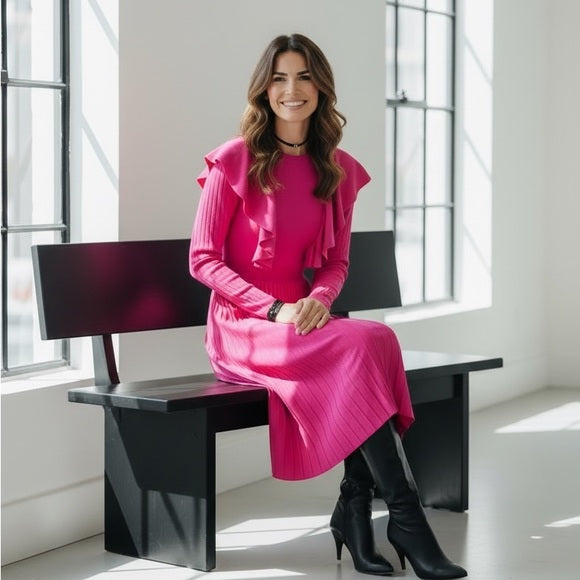 Chic Fuchsia Ruffle Dress