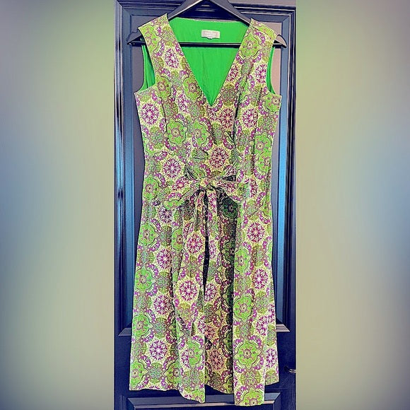 The Territory Ahead Green and Purple Patterned Dress