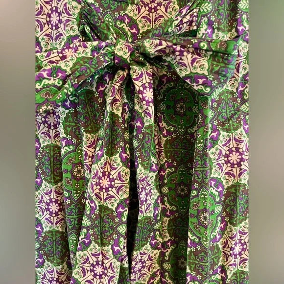 The Territory Ahead Green and Purple Patterned Dress