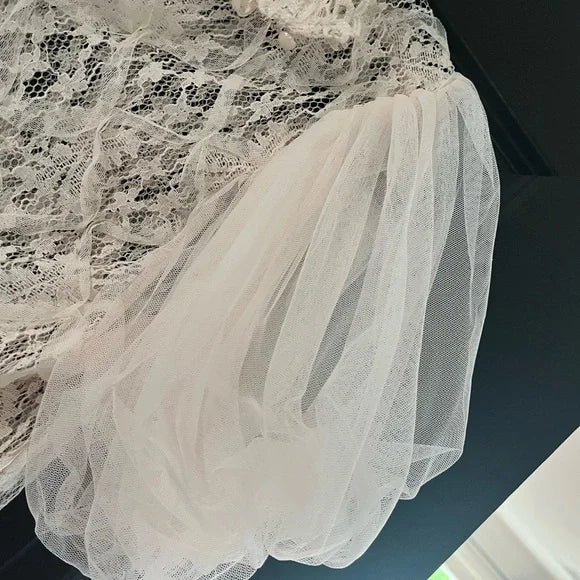Haute Monde Lace Puff Sleeve Blouse - Cream