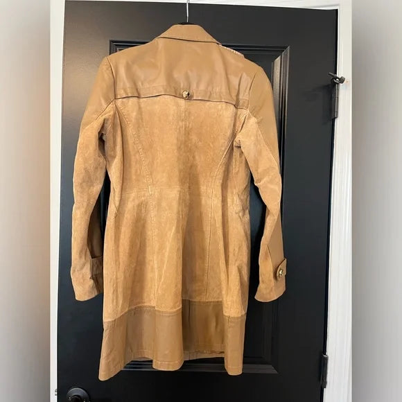 IMAN Camel Trench Coat 100% Leather