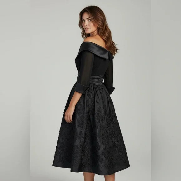 Jessica Howard Gorgeous Black Off-the Shoulder Dress