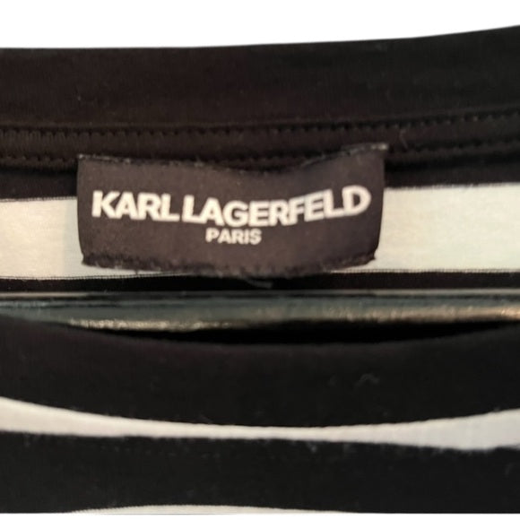 Karl Lagerfeld Classic Striped Black and White Top