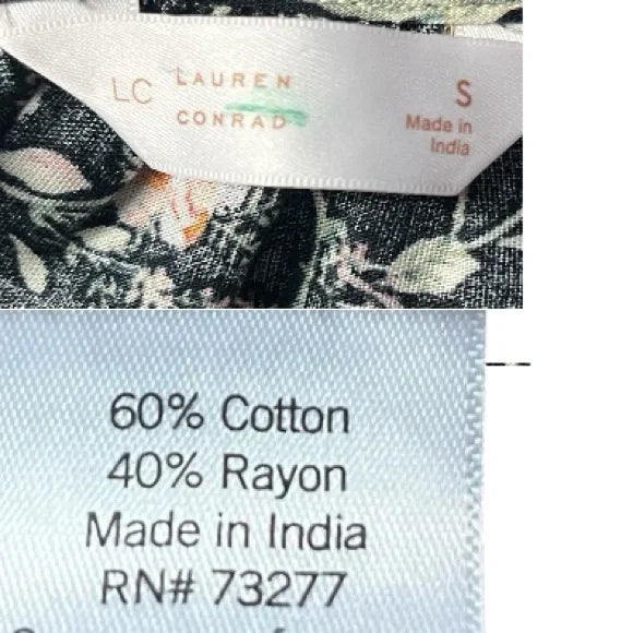 LC Lauren Conrad Floral Blouse - Black and Cream