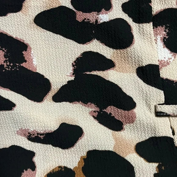 Fashion Nova Black and Cream Leopard Wide-Leg Pants