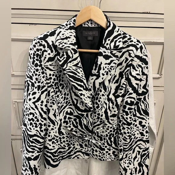 Liz Claiborne Black & White Patterned Blazer