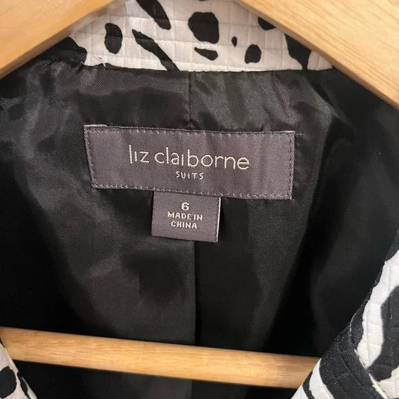 Liz Claiborne Black & White Patterned Blazer