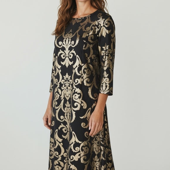 LuLaRoe Black and Gold Long Sleeve Dress