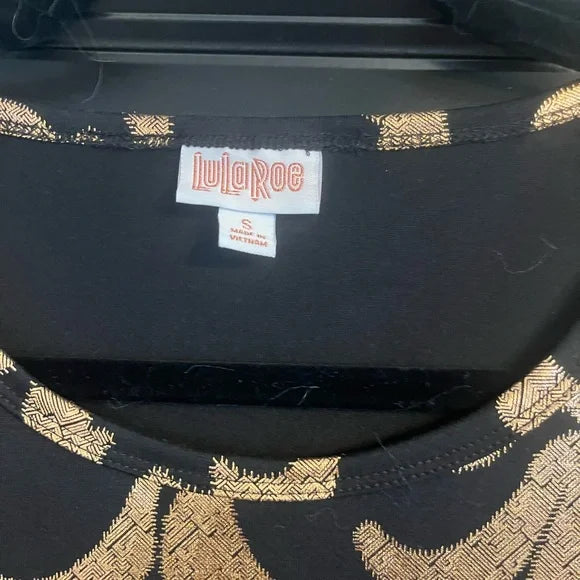 LuLaRoe Black and Gold Long Sleeve Dress