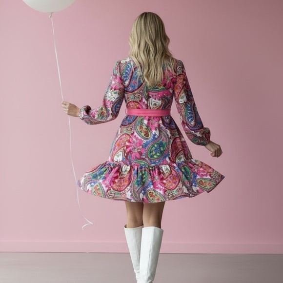 Colorful Paisley Long Sleeve Dress