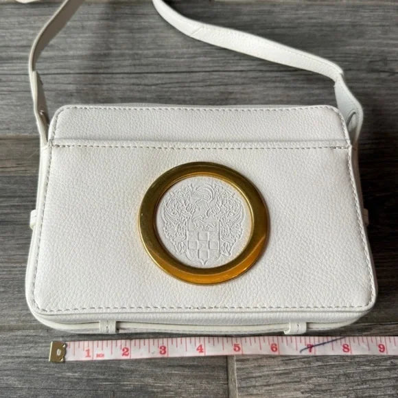 Vince Camuto White Crossbody Bag with Beautiful Gold Ring Detail
