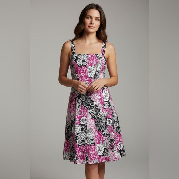 Madison Leigh Pink and Black Floral Dress