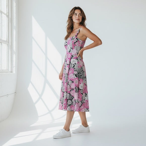 Madison Leigh Pink and Black Floral Dress